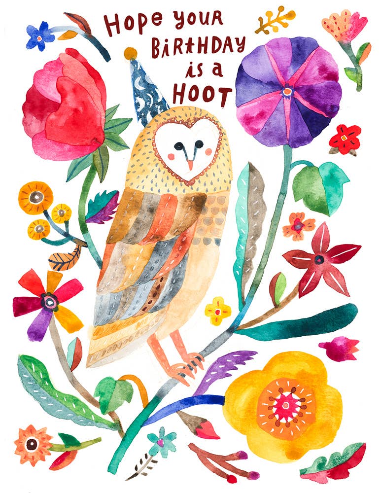 Honeyberry Studios - Barn Owl Birthday Greeting Card