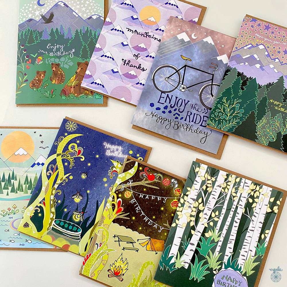 Cynla - Mountain Birthday Greeting Card -birthday card adventure