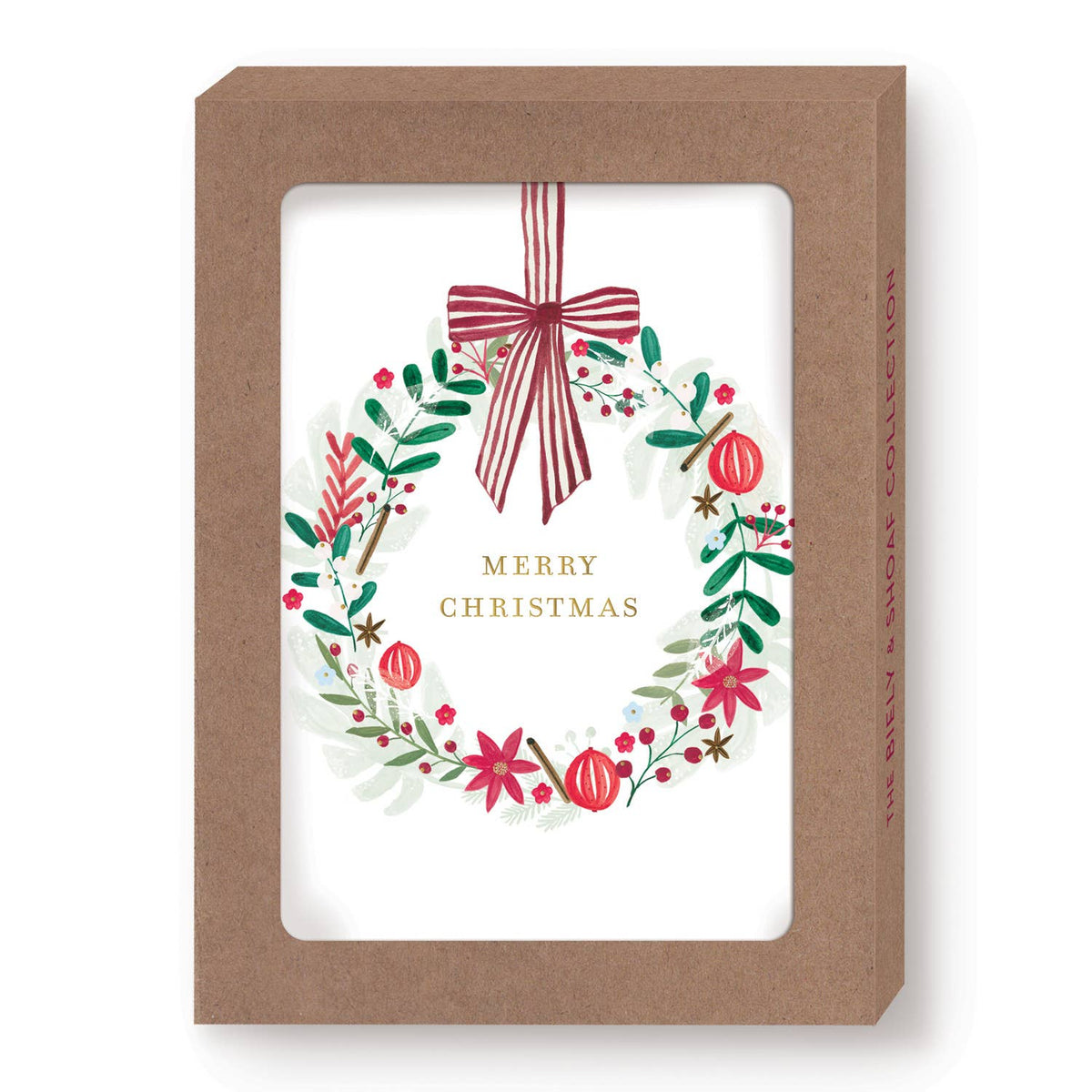 Biely & Shoaf - Wreath Merry Christmas Boxed Holiday Cards - Set of 10
