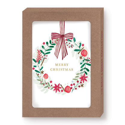 Biely & Shoaf - Wreath Merry Christmas Boxed Holiday Cards - Set of 10