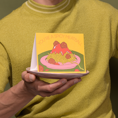 Red Cap Cards - Spicy Meatball friendship greeting card