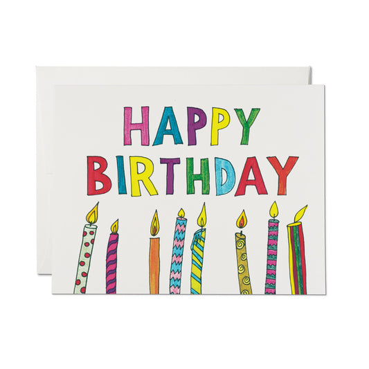 Red Cap Cards - Colorful Candles greeting card: Single