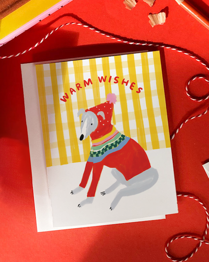 Karen Schipper - Warm Whippet - Funny Dog Christmas Holiday Card