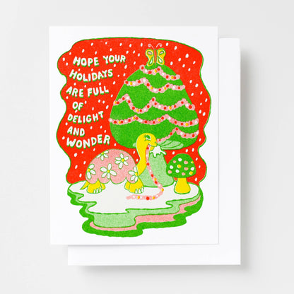 Yellow Owl Workshop - Set of 8 - Holiday Delight + Wonder Risograph Card for Xmas