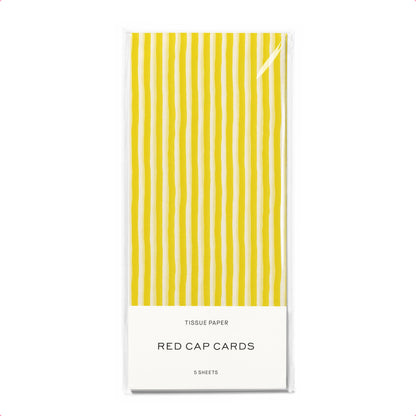 Red Cap Cards - Yellow Stripe tissue paper: 5 Sheets