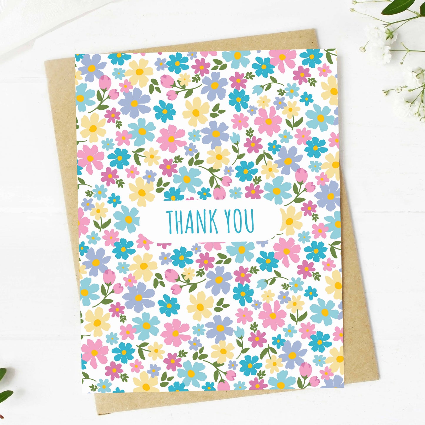 Big Moods - Colorful Flower Pattern Thank You Card