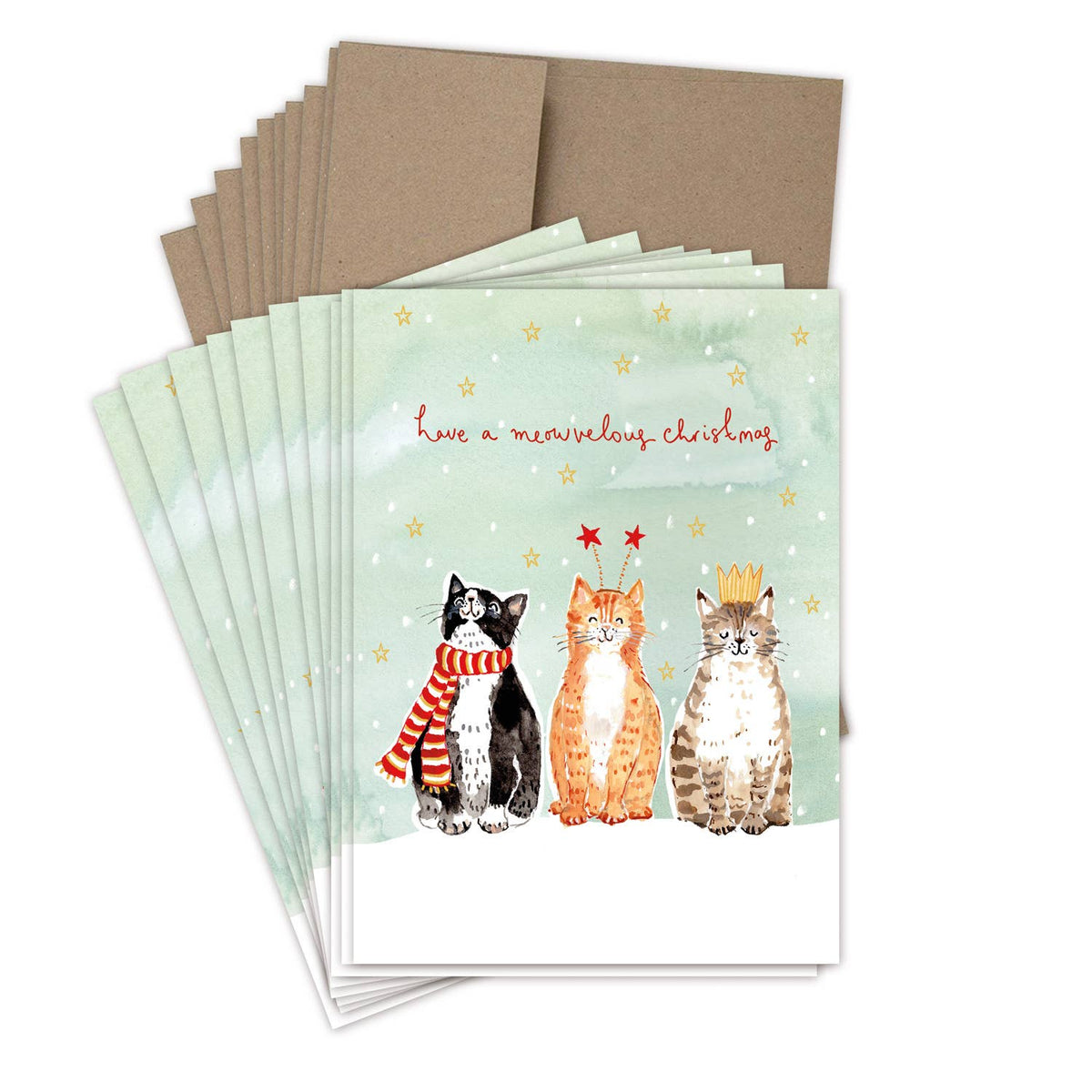 Biely & Shoaf - Cats Meowvelous Christmas Boxed Holiday Cards  - Set of 10
