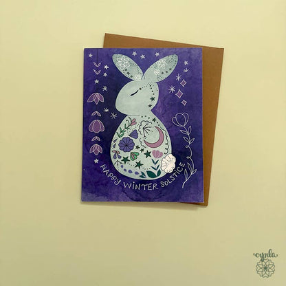 Cynla - Winter Solstice Bunny Card dream celestial rabbit holiday