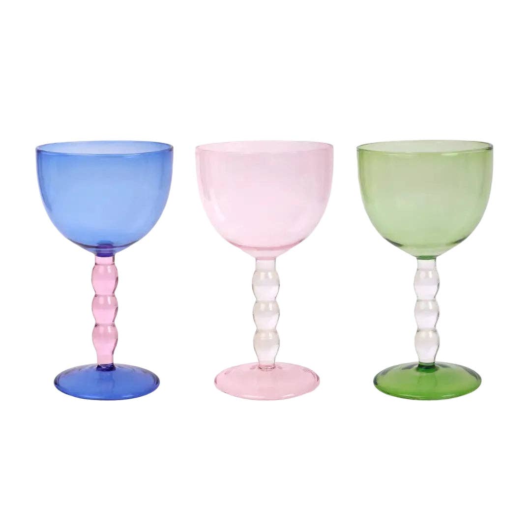Casa Amarosa - Blue Bubble Stem Cocktail Glass | Handcrafted Glass