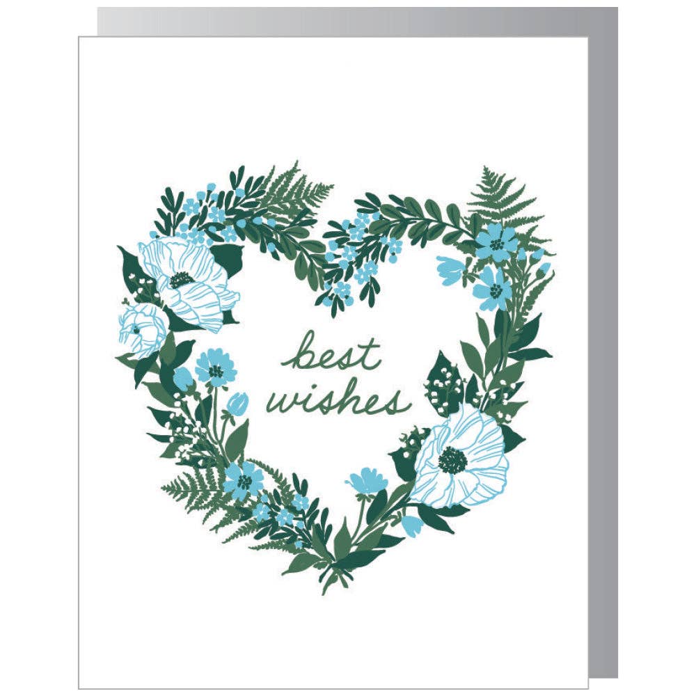 Smudge Ink - Floral Heart Wreath Wedding Card