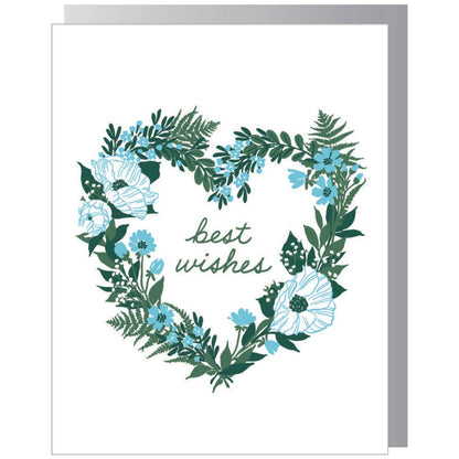 Smudge Ink - Floral Heart Wreath Wedding Card