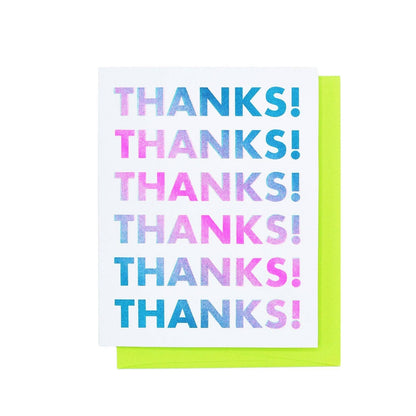 Next Chapter Studio - Gradient Thank You - Risograph Greeting Card: Pink / Aqua