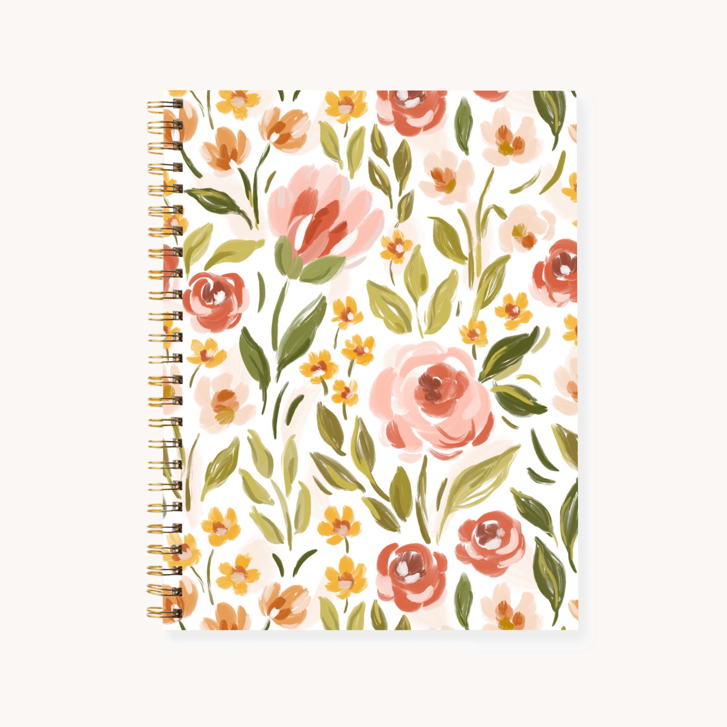 Elyse Breanne Design - Floral 7x9 Hardcover Spiral Notebook: Spring Garden