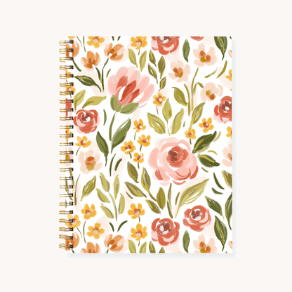 Elyse Breanne Design - Floral 7x9 Hardcover Spiral Notebook: Spring Garden
