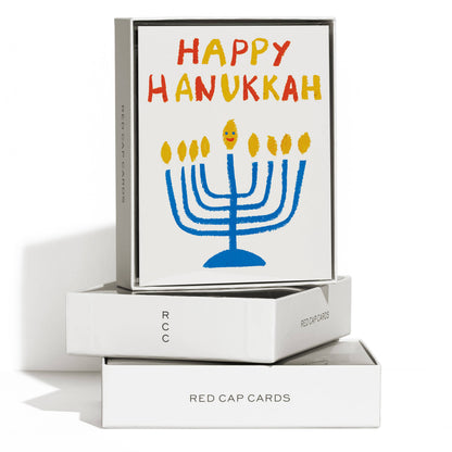Red Cap Cards - Happy Menorah holiday greeting card: Singles
