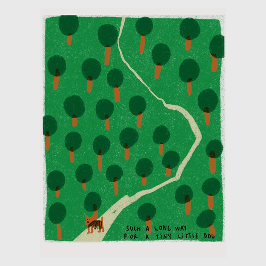 Long Way For A Tiny Dog - Art Print by Andrea Cáceres
