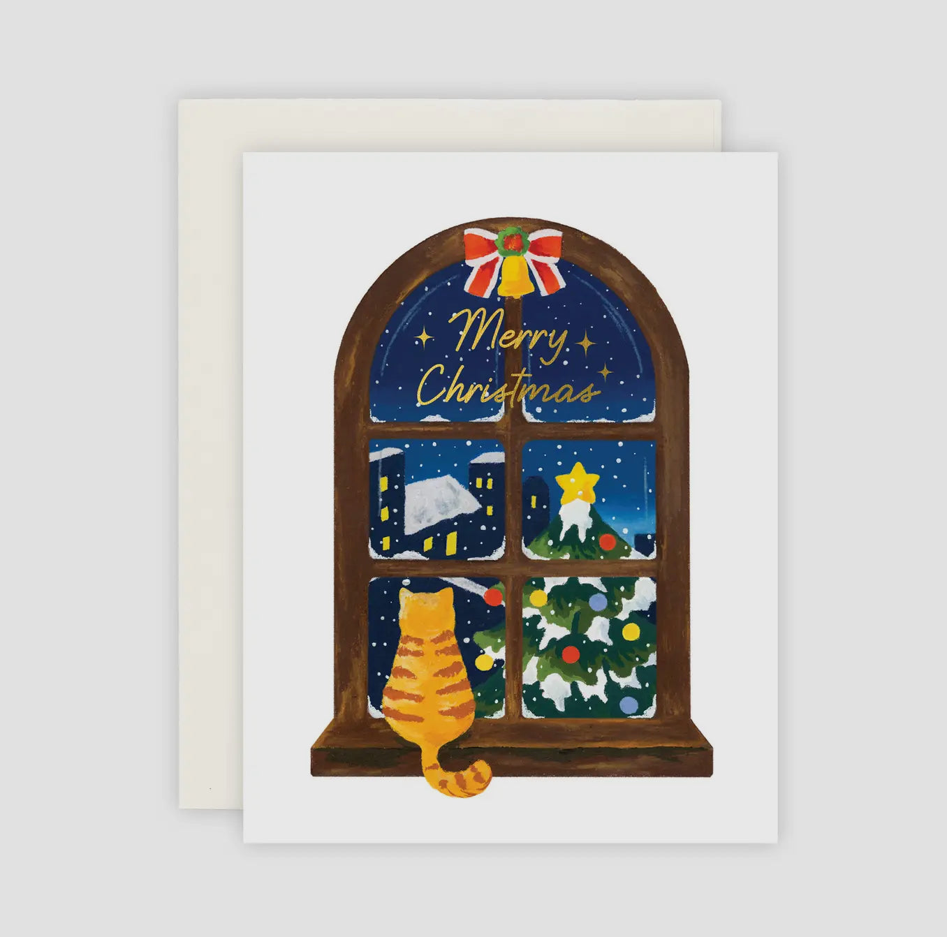 Daisy Vibes - Cat Window Christmas Greeting Card