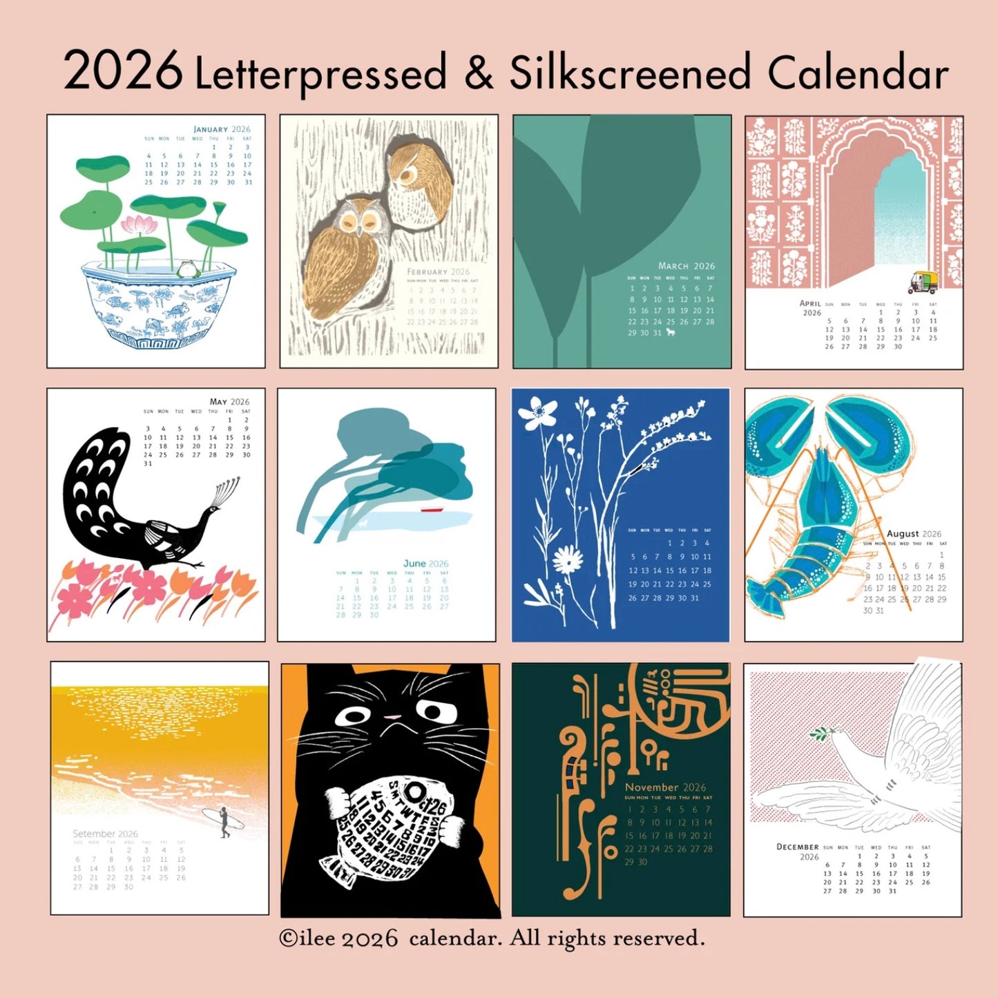 Ilee Papergoods - 2026 Letterpress & Silkscreen Calendar