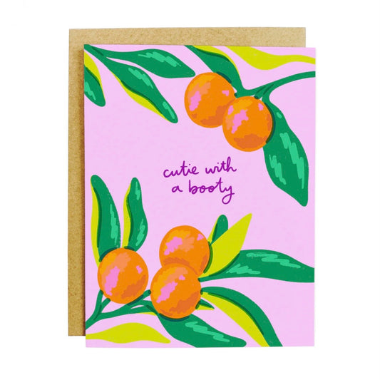 KANDS.CO - Cutie With a Booty Oranges Greeting Card - Funny Fruit Card A2 Size