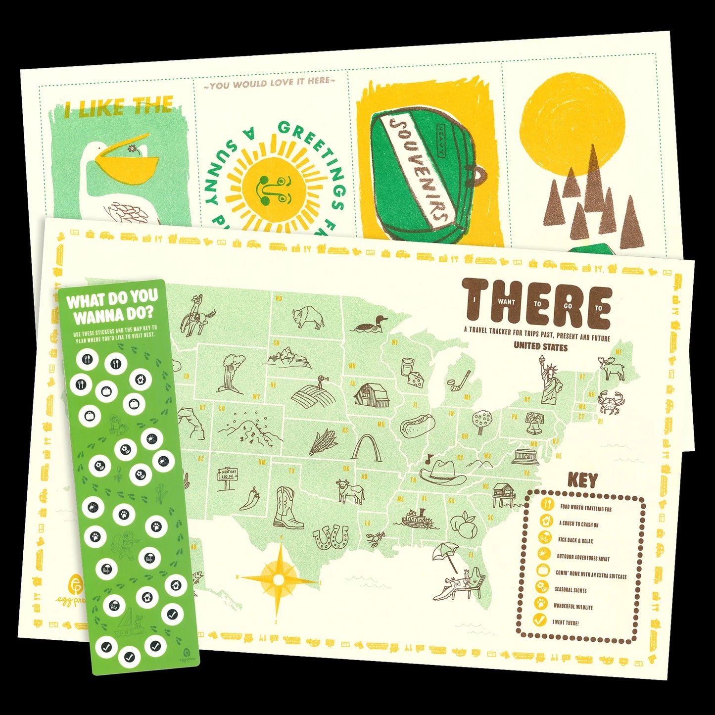 EGG PRESS - United States Interactive Travel Map & Postcard Set