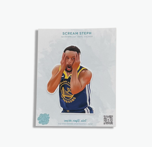 Screaming Steph Curry sticker - Warriors