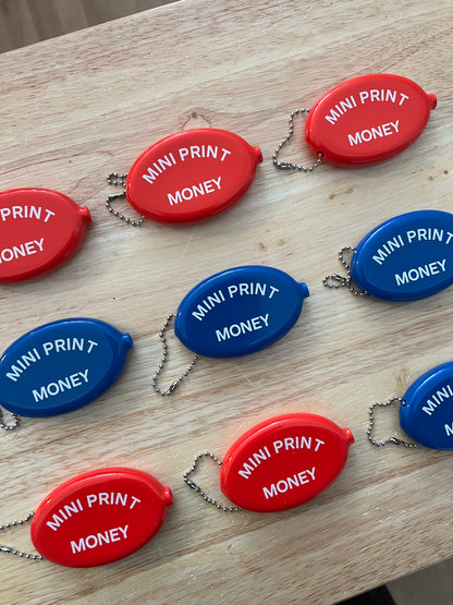 Mini Print Money Coin Purse - Blue