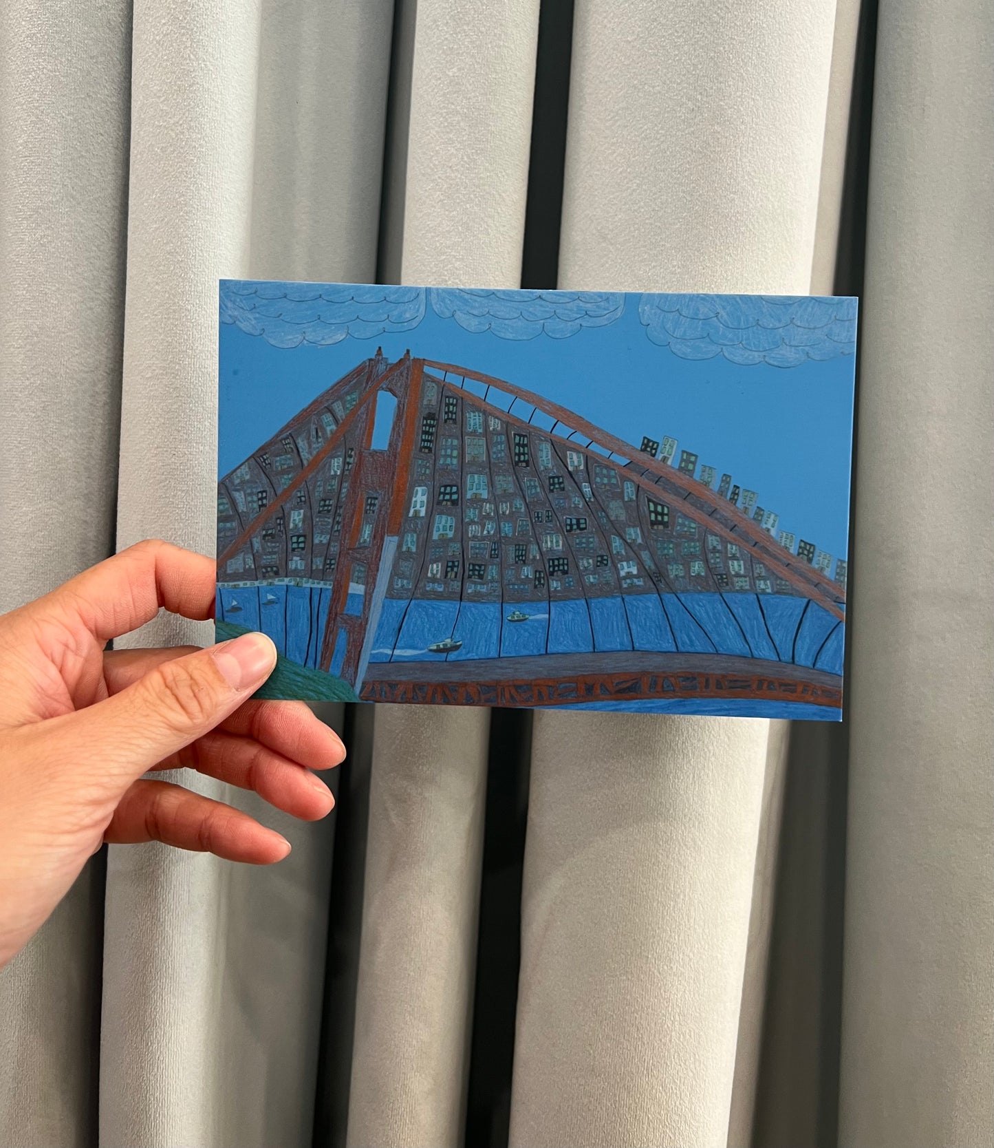 Creativity Explored x post.script. - San Francisco Golden Gate Bridge by Jesus Huezo postcard