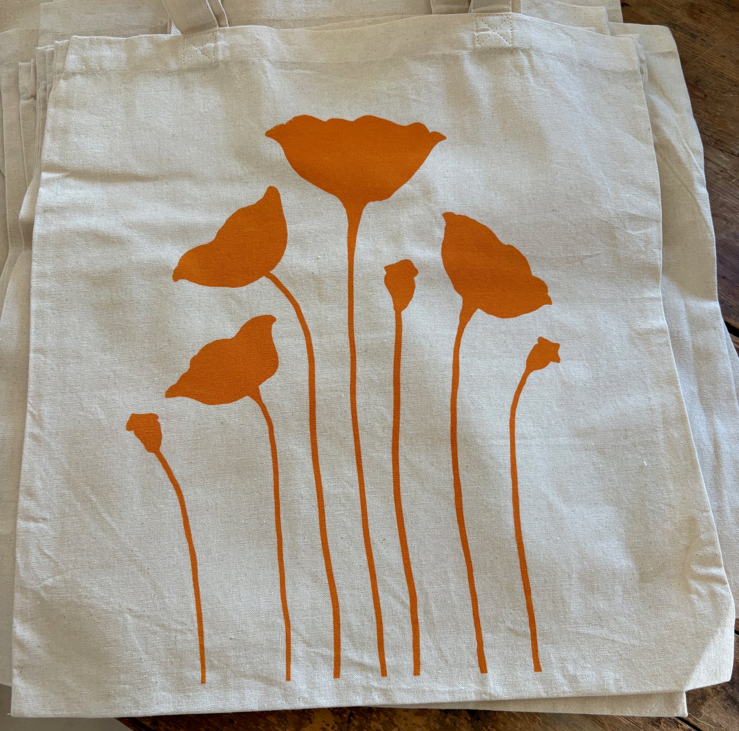 Anne Breedlove Tote Orange Poppies