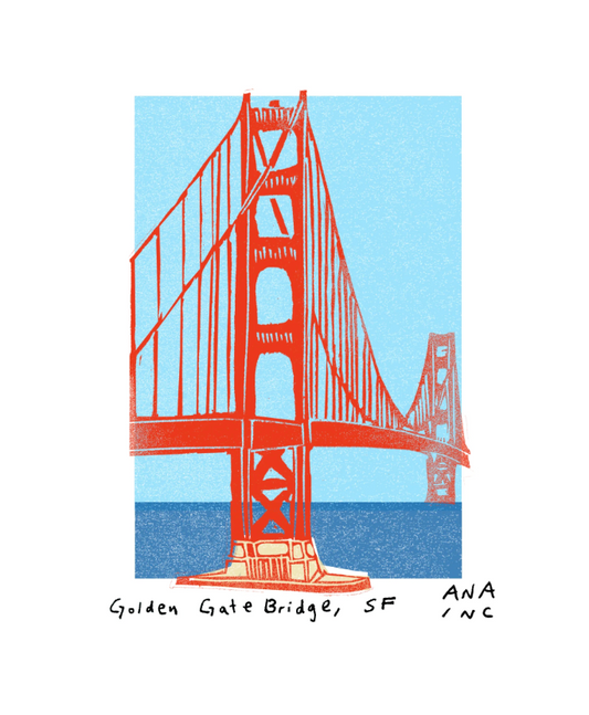 Inciardi - Golden Gate Bridge 8" x  10" risograph print - Exclusive - ONLINE