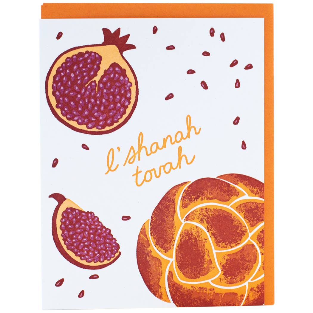 Smudge Ink - Challah & Pomegranates Rosh Hashanah Card