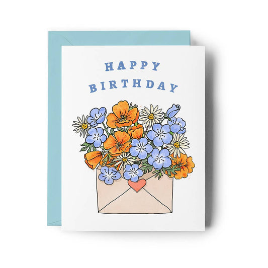 Brenna Daugherty Illustration - California Wildflowers Envelope Birthday Card