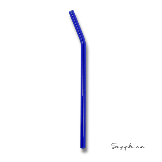 Oak Shore Collective - 8" Tinted Bent Glass Straw: Sapphire (Blue)