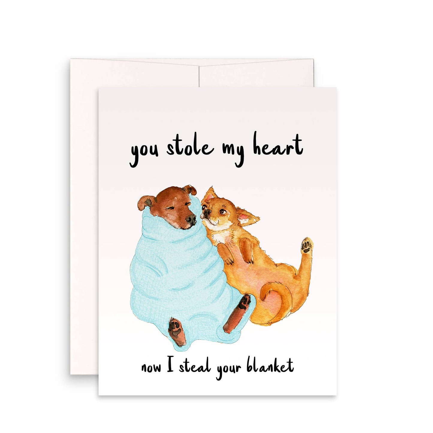 Liyana Studio - Blanket Thief Love - Funny Valentines Day Card: Not My Blanket (pink)