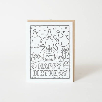 Bobbie Good - Happy Birthday Cake Party DIY Coloring Card