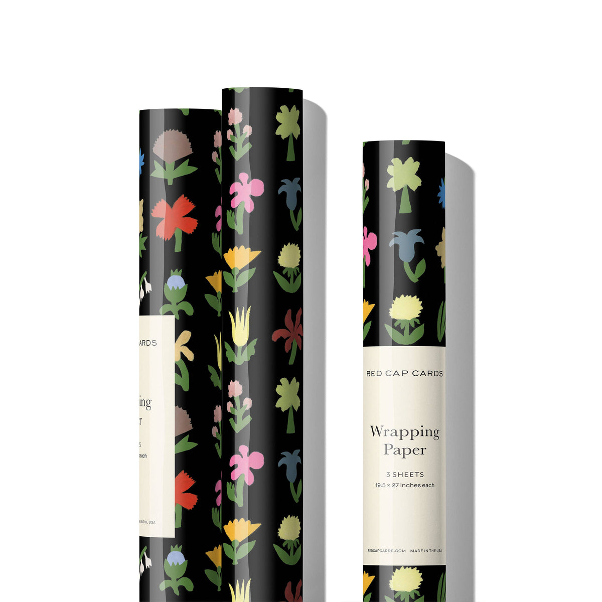 Red Cap Cards - Little Flowers wrapping paper: Rolls of 3 sheets