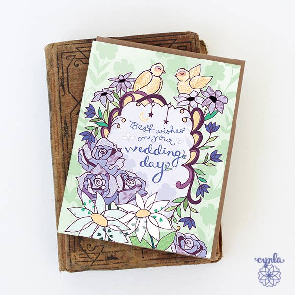 Cynla - Wedding birds greeting card - happy wedding wishes