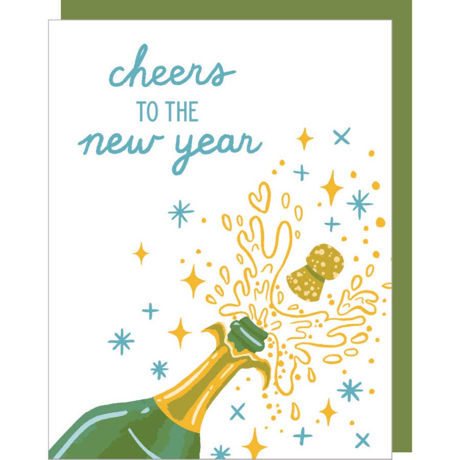 Smudge Ink - Champagne Pop New Year Card: Single Card
