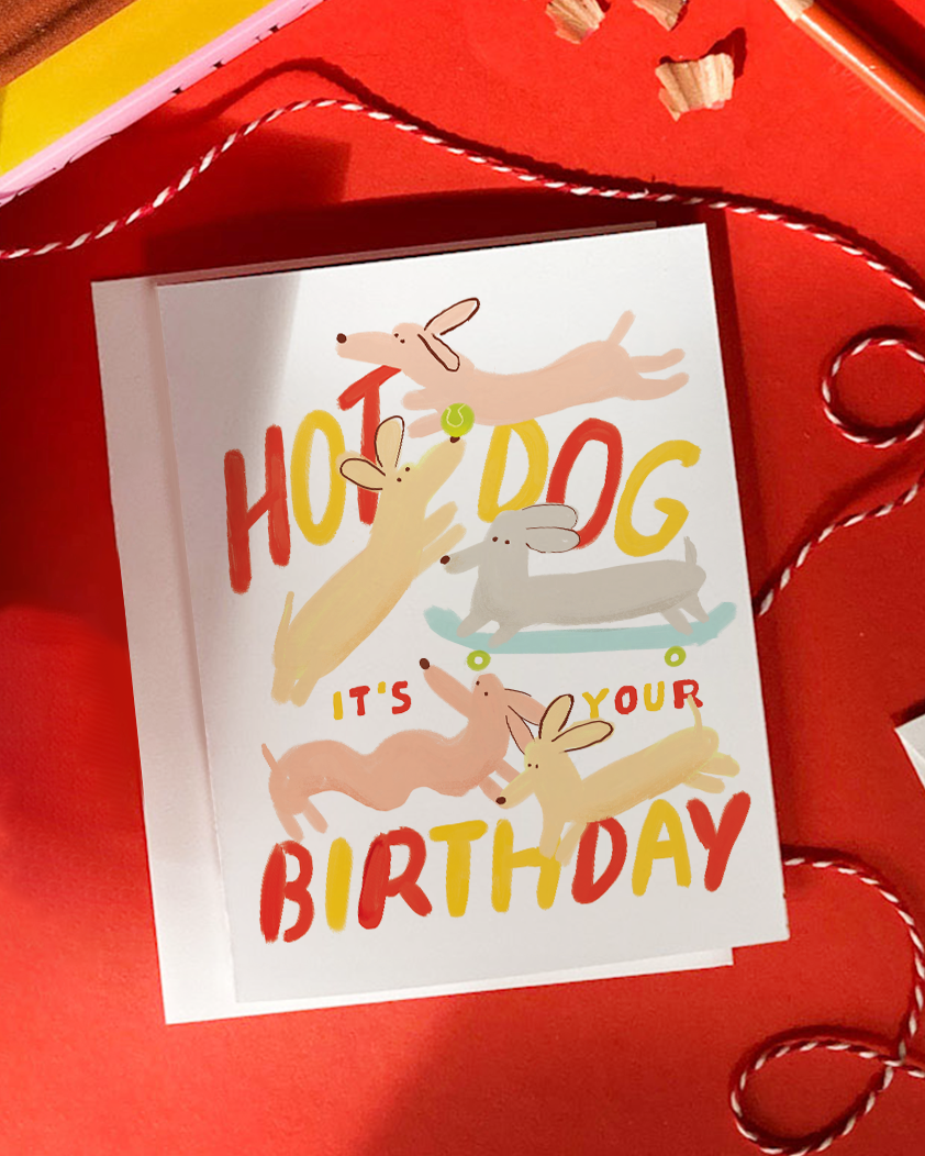 Karen Schipper - Hot Dog Birthday - Dog Pun Birthday Card