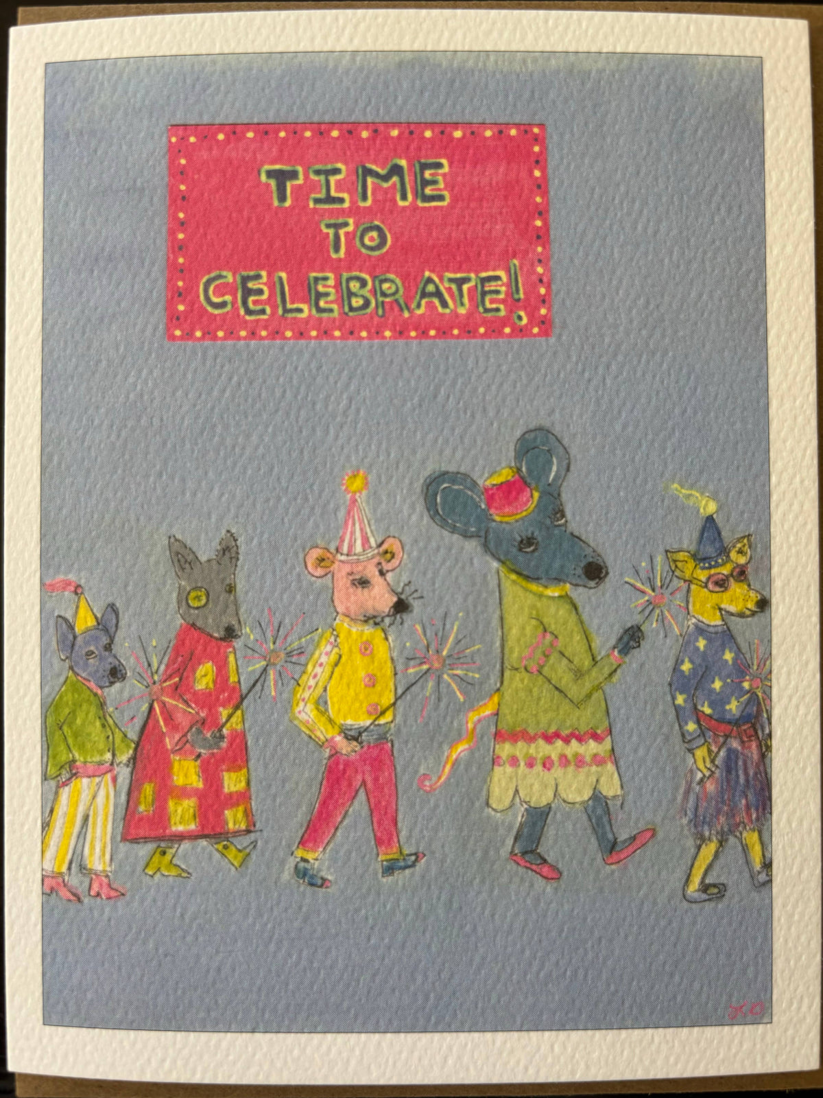 Bernie Street Studios - Time to Celebrate animal dog and mouse parade greeting card