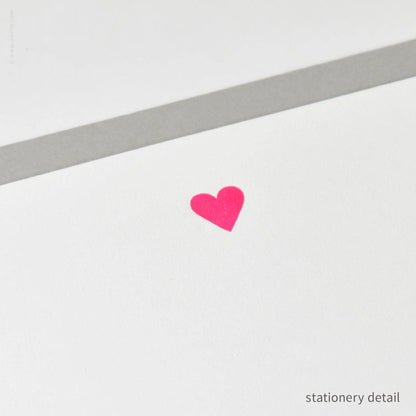Inkello Letterpress - Stationery Set with Neon Pink Heart (#472)