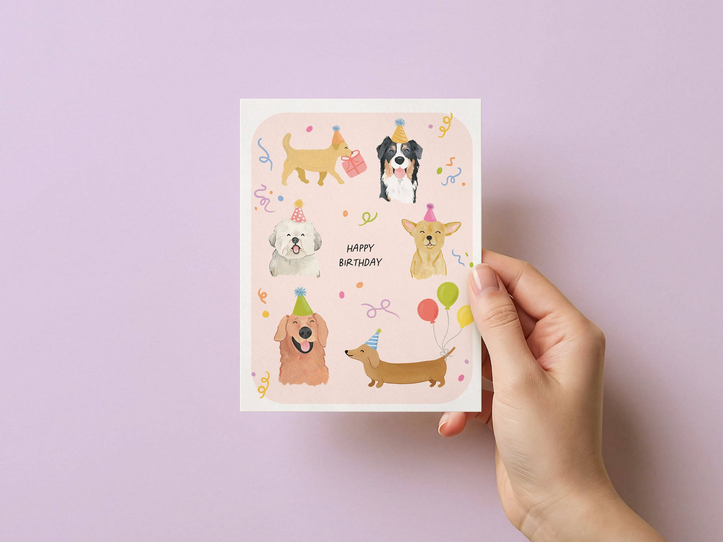Isabella MG - Party Pups | Cute Dog Birthday Greeting Card 