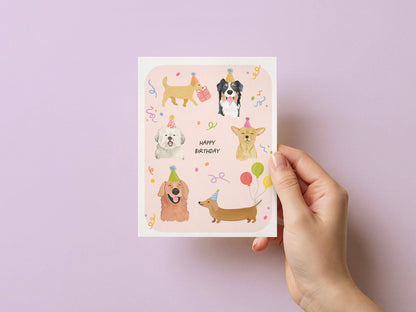 Isabella MG - Party Pups | Cute Dog Birthday Greeting Card 