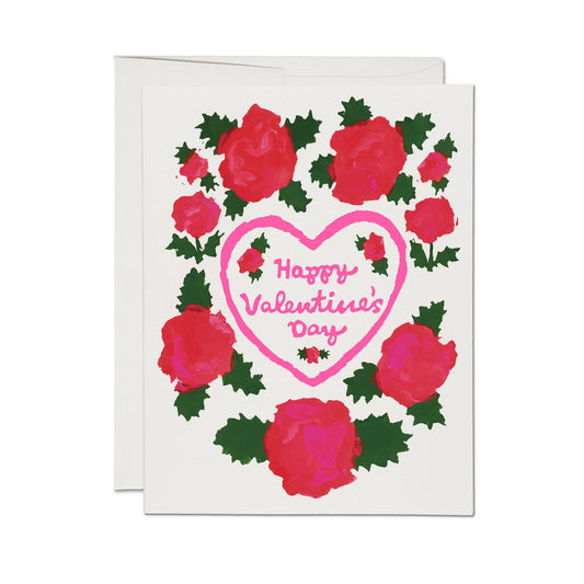 Red Cap Cards - Rosy Heart greeting card: Single