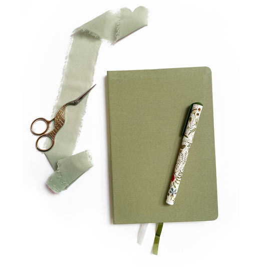 Studio Portmanteau - Linen Hardcover A5 Journal Notebook: Sage Green