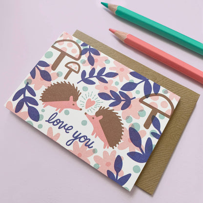 Paper Parasol Press - Hedgehog Garden Love Cute Mini Card