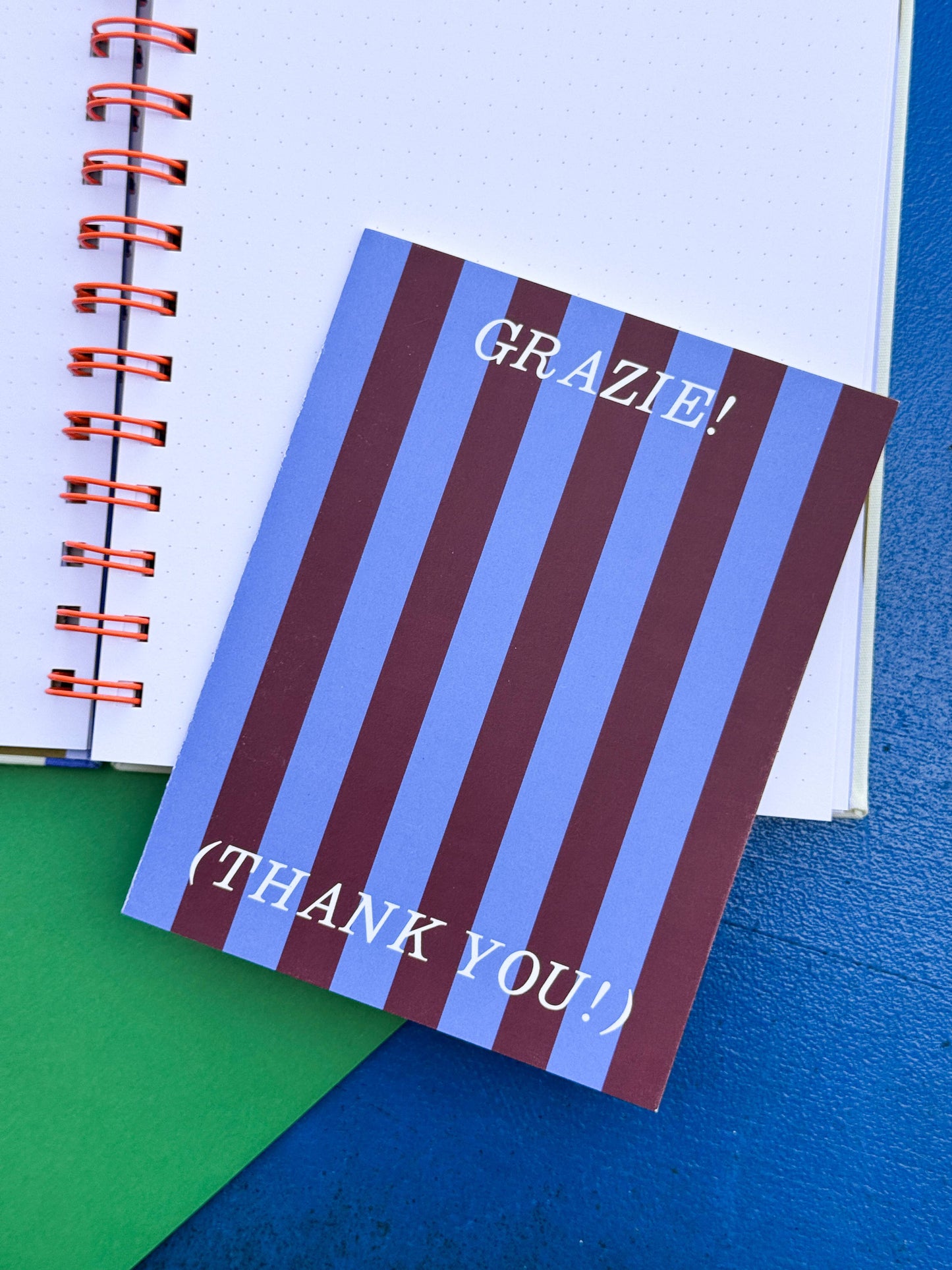 Mel Andrel - Grazie Thank You Card: Plastic free with clasp