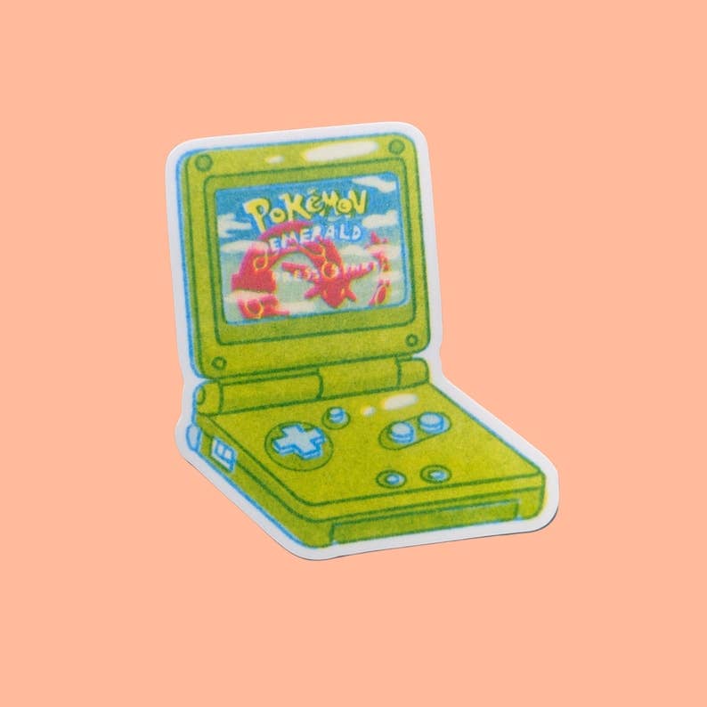 Christina Hu - Gameboy SP Pokemon Emerald Riso Vinyl Sticker | 2.25"x3"