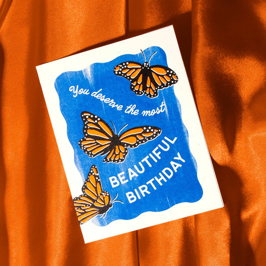 Bromstad Printing Co. - Beautiful Birthday Butterflies - Risograph Card