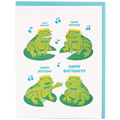 Smudge Ink - Frog Quartet  Birthday Card
