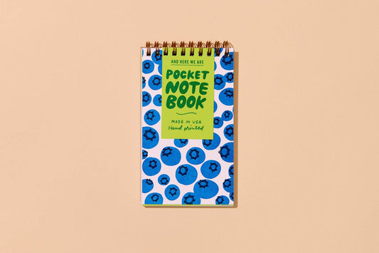 And Here We Are - Blueberries Letterpress Spiral Pocket Size Notebook - Made in USA